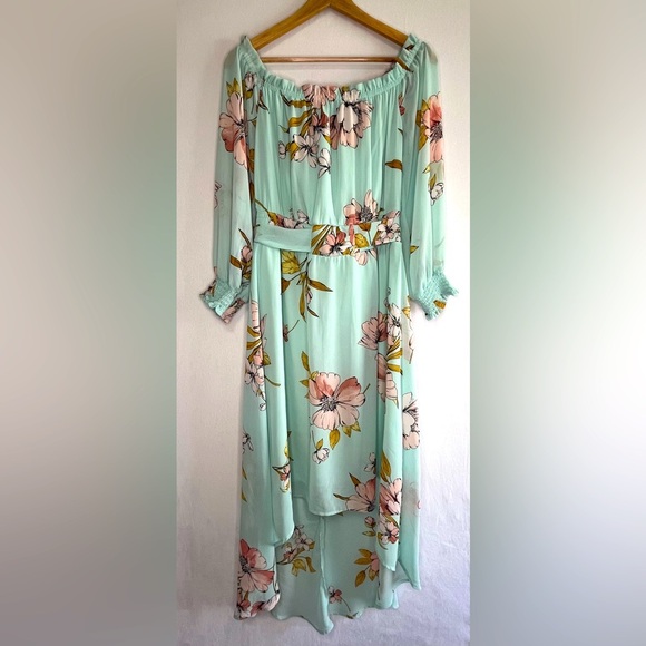 Yarn & Sea Teal Chiffon Lined Hi-Low Fairy Coquette Garden Dress Women’s Size M - Picture 1 of 6